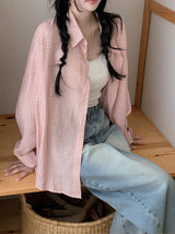 #ベリーシアーサッカーチェック長袖シャツ(3color)