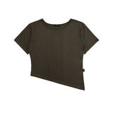 キュービックオフショルダー半袖Tシャツ_KHAKI