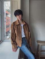 レディ f/w エポレットスエードジャケット