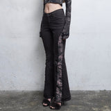 Incision Dye Bootcut Pants [Brown]