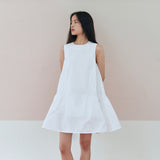 A Line Flaired Mini Dress_White