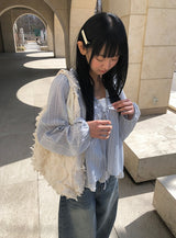 スワンウォッシュデニムポケットワイドパンツ