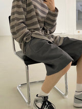 Nylon wide banding half pants 2C