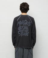 SLASH LOGO WAFFLE LONG SLEEVE_CHARCOAL