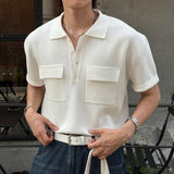 LMN 3D Collar Two-Pocket Henley Short-Sleeve Knit (4 colors)