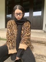 High-End Leopard Suede Fur Jacket