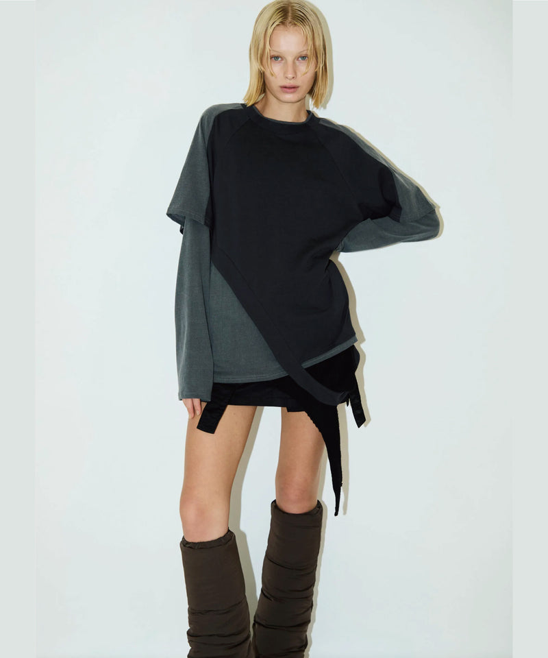 BICOLOR LAYERED LONG TEE