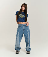939 SMASHED LOGO CROP TOP (NAVY)