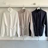 ストリングハイネックシャツ -3colors
