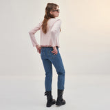 RIBBON PUNCHING CARDIGAN_PINK
