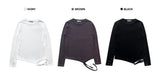アイレットバックルボタンヘムストラップロングスリーブティー(3 colors)