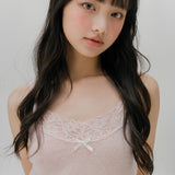 ハート パンチング ニット スリーブレス トップ (DEEP PINK)