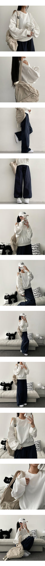 RUTH Hem String Banded Waist Cotton Wide Pants