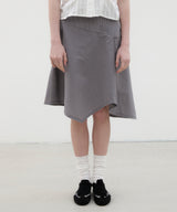 Striped Asymmetric Skirt - Grey