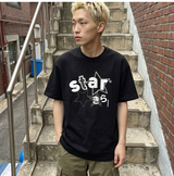 オーバーフィット クルーネック キラ スター ショートスリーブ Tシャツ ブラック