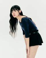 LETTER LACE TOP (NAVY)
