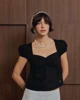 EVIE avery PUFFED SLEEVE TOP BLACK