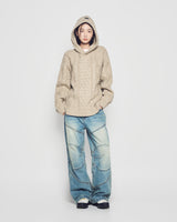 25FW ローゲージケーブルニットフーディー ベージュ