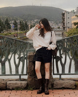 Part denim short pants
