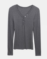 Karun Snap V-Neck Long Sleeve T-Shirt