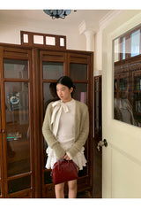 half turtleneck strap lace frill long-sleeve t-shirt