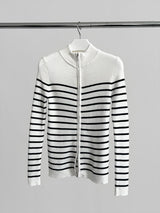 Stand Collar Stripe Long Sleeve Zip-Up