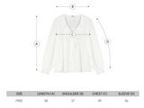 FRILL NECK PINTUCK BLOUSE (WHITE)