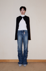  Wool Bolero Hoodie Cardigan_Black