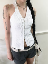 Frill halterneck sleeveless