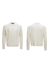 Pearl Detail Knit Polo Shirt