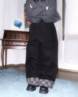 (2color) チェック ボタン ロールアップ ワイド パンツ