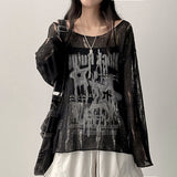 Roven ダメージシースルーメッシュニットロングスリーブTシャツ
