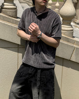Boel Velour Ribbed Henley Short Sleeve