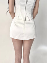 1715. Double ribbon satin mini sk