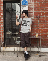 メイクレタリングプリントショートスリーブTシャツ