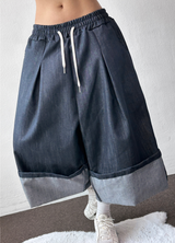 Rolling Overalls Balloon Wide Bermuda 2Color
