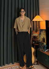 Loose-fitting ethnic punched collar knit shirt 3COLOR