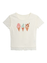 アイスクリームレースレイヤード半袖Tシャツ