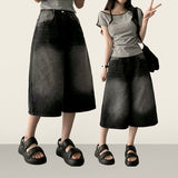 Kneb   Washing denim Bermuda shorts [Basic & Long]