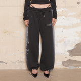 Smog Motif Wide String Sweatpants [Black]