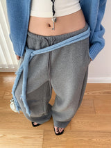 texture cotton sweat banding pants