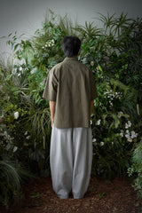 STRIPE L-C TAILORED 1/2 SHIRT (Khaki)