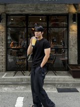 Linen carpenter wide banding denim