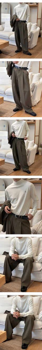 [SET UP가능] Deep one tuck wide slacks(2color)
