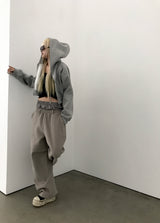[FLEECE]クリスタルドットクロップドフードジップアップ