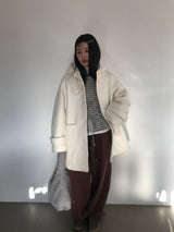 Fleece Stripe Frill Cardigan (4 Colors)