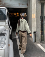 マキマルチストライプカラーマッチングフードジップアップ
