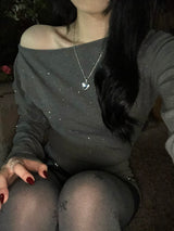 Glossy Dot Off-Shoulder T
