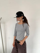 BOAT NECK MID SLEEVE TEE (4C)