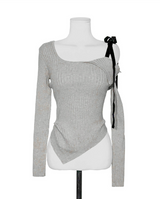 [ special ] aura black ribbon one - shoulder NT TOP